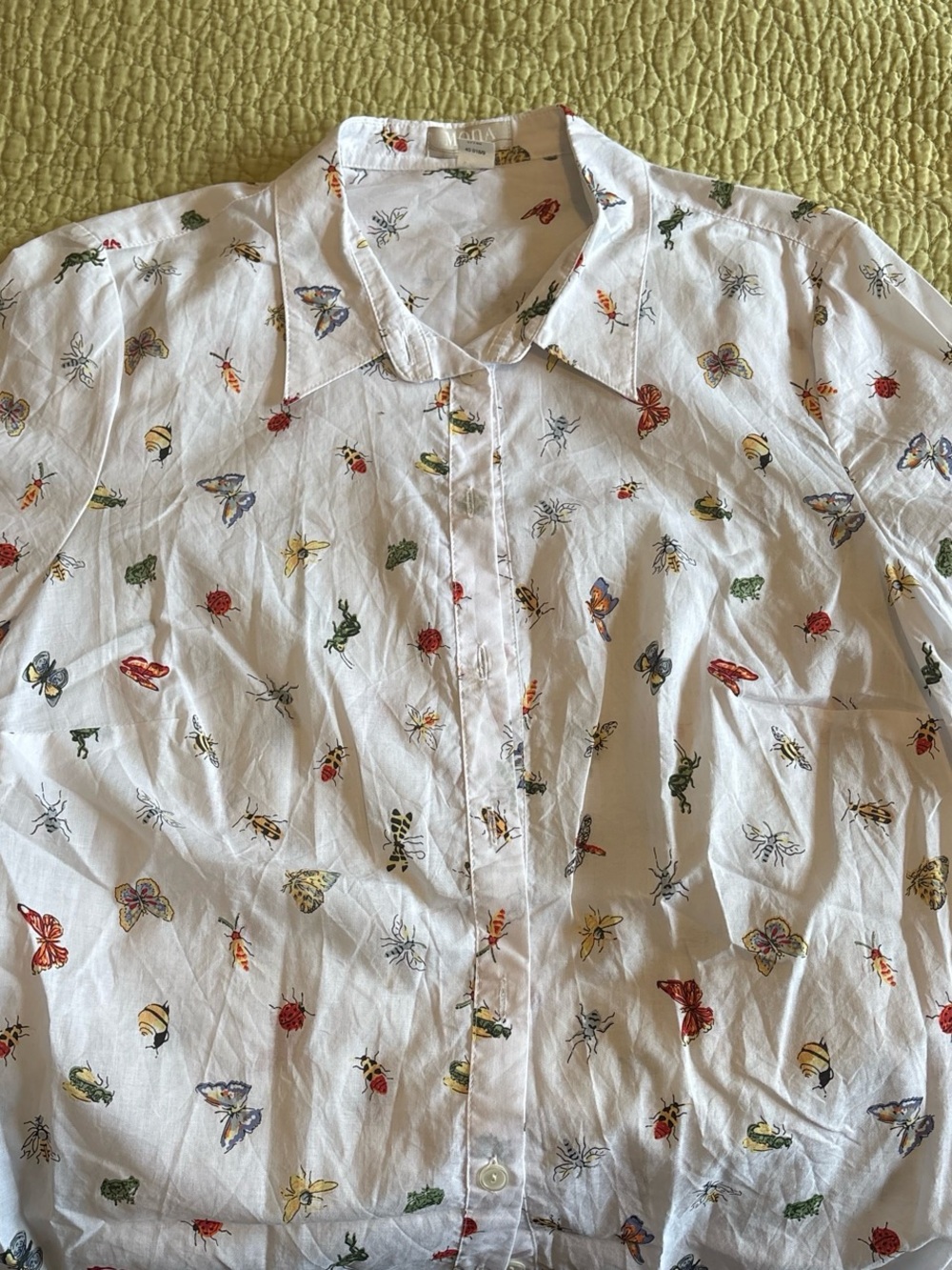 Mona white Button-Down Shirt with Multicolor Insect & Butterfly Print